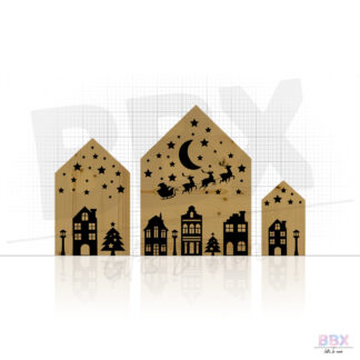 Kerstmis huisjes 3-luik 'Grachten' (Zwart) door BBX Gifts & More
