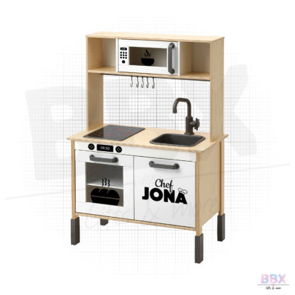 Stickerset Keukentje Duktig 'Chef Jona' (Zwart) door BBX Gifts & More