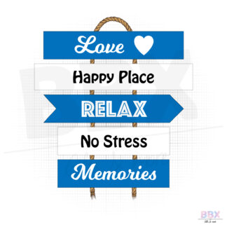 Wegwijzer 'Love - Happy Place - Relax - No Stress - Memories' (Horizon) met touw door BBX Gifts & More