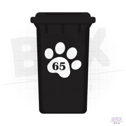 Containersticker 'Hondenpoot met huisnummer' (Rest Afval) door BBX Gifts & More