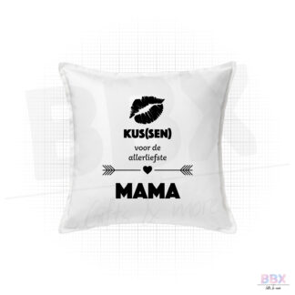 Kussenhoes 'Kus(sen) voor de allerliefste mama' (Wit) door BBX Gifts & More