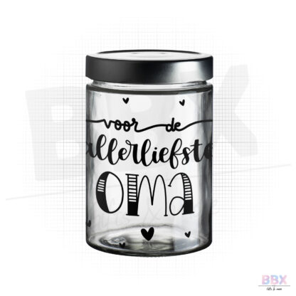 Snoeppot 'Voor de allerliefste Oma' (Middel) (Zwart) door BBX Gifts & More
