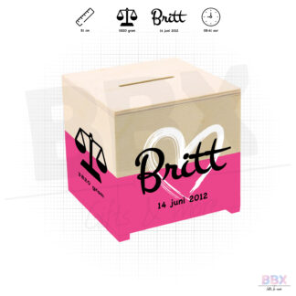 Spaarpot kubus 'Hartje met naam' (Pink Panther) door BBX Gifts & More