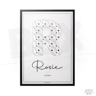 Poster 'Letter met zwart/wit patroon' (Open en dichte hexagons) door BBX Gifts & More