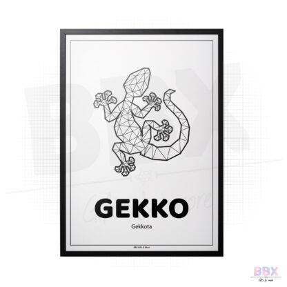 Poster 'Geometrische Gekko' (Met Tekst) door BBX Gifts & More