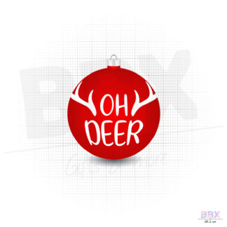 Kerstbal 'Oh deer' (Rode bal met witte tekst) door BBX Gifts & More