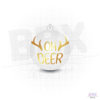 Kerstbal 'Oh deer' (Witte bal met gouden tekst) door BBX Gifts & More
