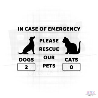 Huisdierensticker 'In case of emergency please rescue our pets met nummers' (Zwart) door BBX Gifts & More
