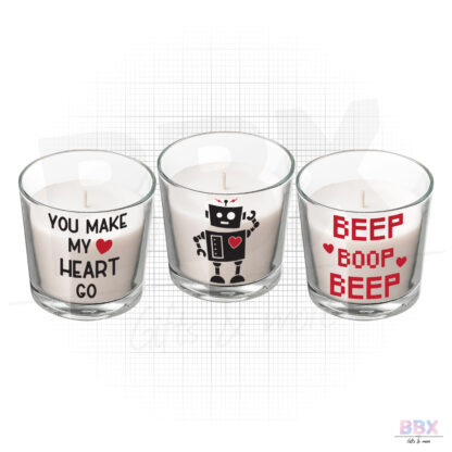 Geurkaarsen 'You make my heart go beep boop beep' (Wit) door BBX Gifts & More