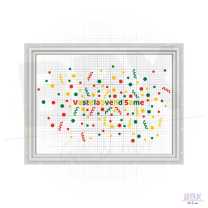 Raamsticker 'Vastelaovend Same met Confetti en Serpentines' (3 kleuren) door BBX Gifts & More