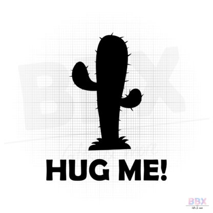 Strijkapplicatie 'Hug me! Met cactus' (Zwart) door BBX Gifts & More