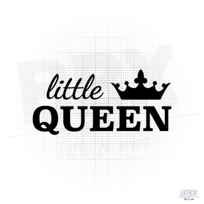 Strijkapplicatie 'Little Queen met kroon' (Zwart) door BBX Gifts & More