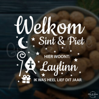 Raamsticker 'Welkom Sint & Piet met naam' (Wit) door BBX Gifts & More