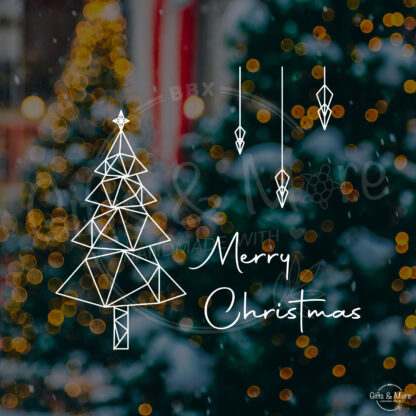 Raamsticker Kerstmis 'Merry Christmas - Geometrische Kerstboom' (Wit) door BBX Gifts & More