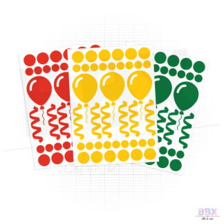 Raamsticker 'Losse vellen met serpentines, confetti en ballonnen' (3 kleuren) door BBX Gifts & More