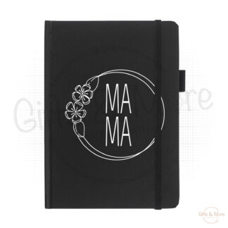 Notitieboekje 'Mama met Bloemen en Cirkels' (Zwart) door BBX Gifts & More