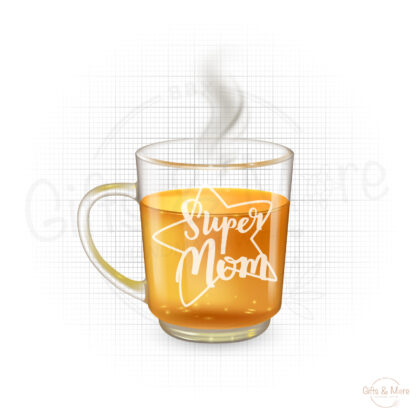 Thee Glas 'Super Mom' (Open Ster) (Gegraveerd) door BBX Gifts & More