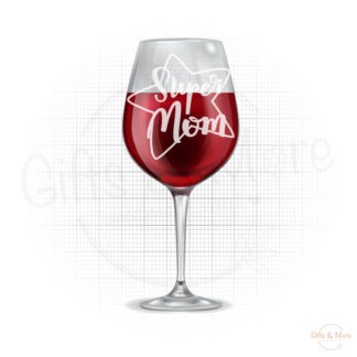 Wijn Glas 'Super Mom' (Open Ster) (Gegraveerd) door BBX Gifts & More