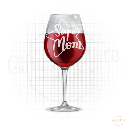 Wijn Glas 'Super Mom' (Open Ster) (Gegraveerd) door BBX Gifts & More