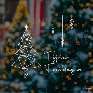Raamsticker Kerstmis 'Fijne Feestdagen - Geometrische Kerstboom' (Wit) door BBX Gifts & More